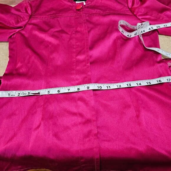 Doncaster‎ Fuchsia Silk Blend Casual Belted Jacket Hidden Buttons Size 6 - Picture 6 of 9